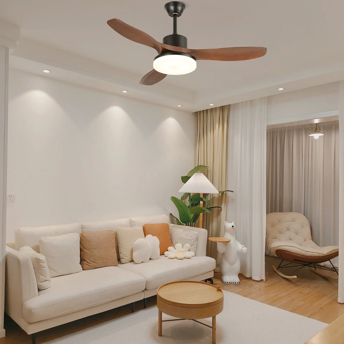 Baysen Walnut Black LED Fandelier