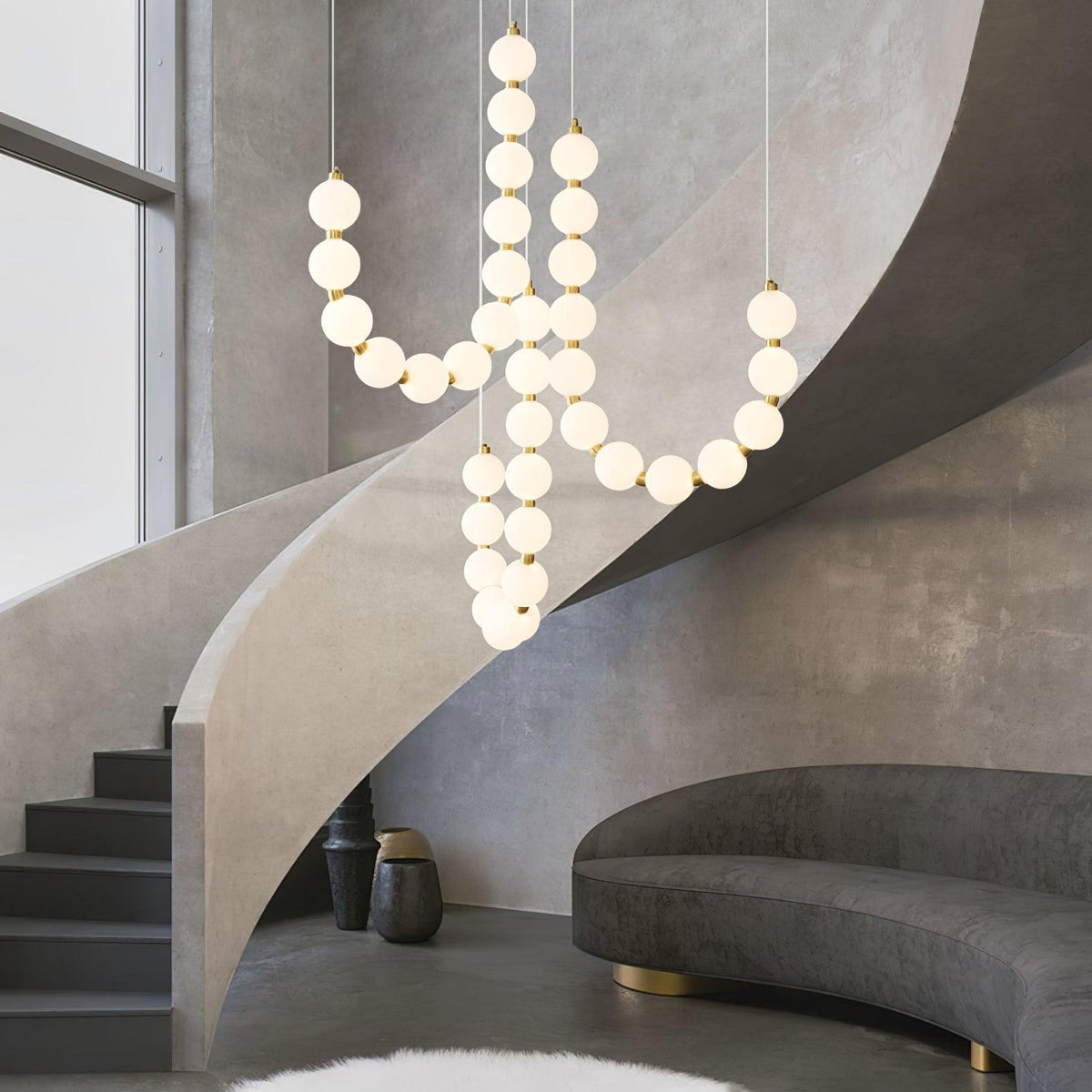 Beadcascade Gold White Acrylic Chandelier
