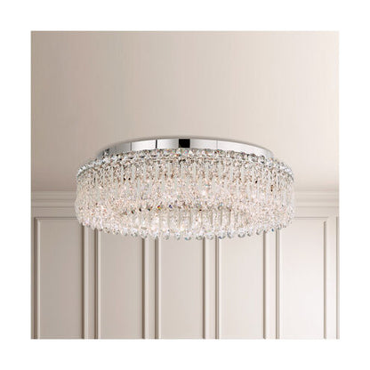 Beaded Disc Glass Arm White Crystal Flush Mount