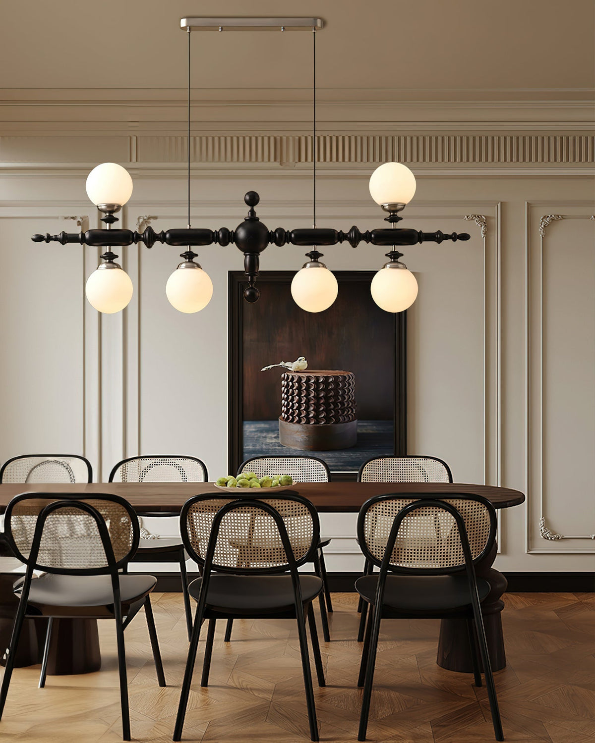 Beamford Wood Glass Linear Chandelier