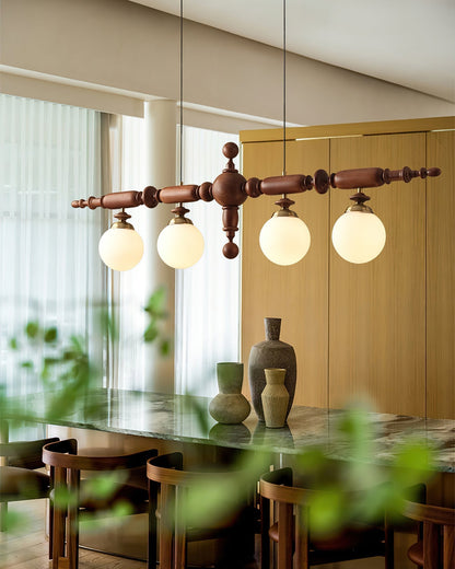 Beamford Wood Glass Linear Chandelier