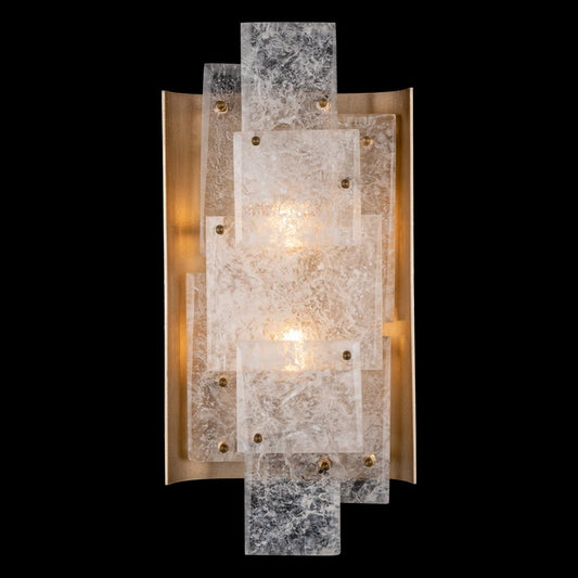Beveled Rockglass Gold Silver Wall Sconce