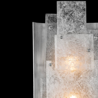 Beveled Rockglass Gold Silver Wall Sconce