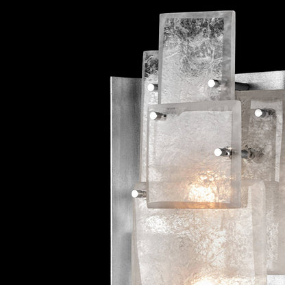 Beveled Rockglass Gold Silver Wall Sconce