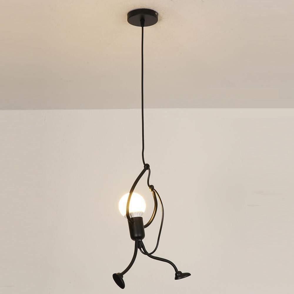 Black Villain Figure Pendant Light / Long strip three heads