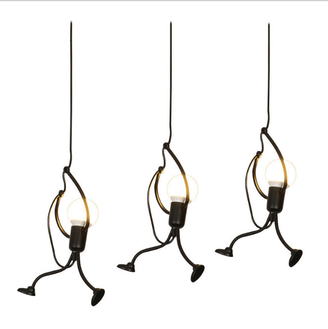 Black Villain Figure Pendant Light / Round three heads