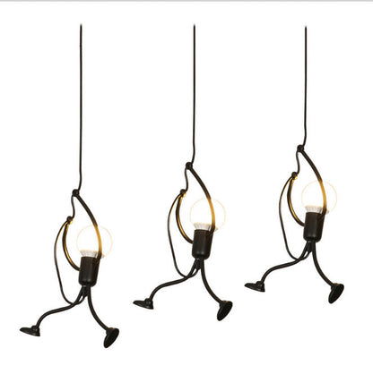 Black Villain Figure Pendant Light / Round three heads