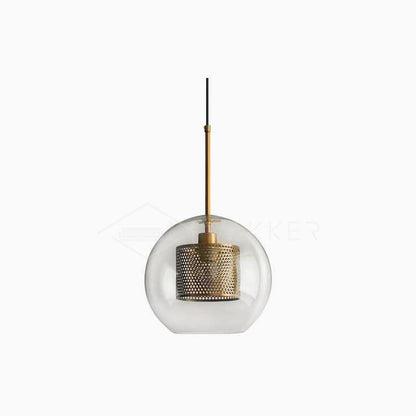 Blown Form Copper Silver Glass Pendant