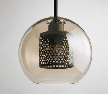 Blown Form Copper Silver Glass Pendant