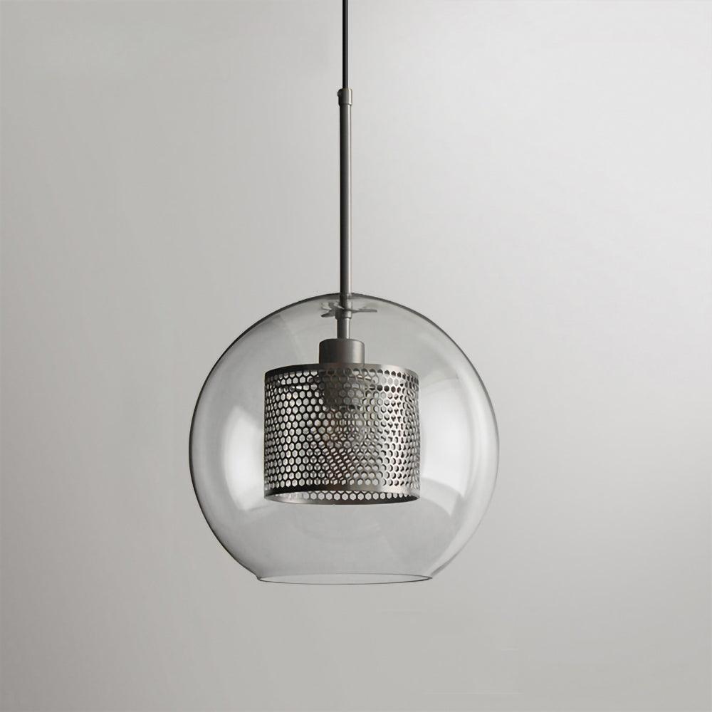 Blown Form Copper Silver Glass Pendant