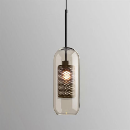 Blown Form Copper Silver Glass Pendant