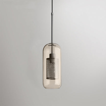 Blown Form Copper Silver Glass Pendant