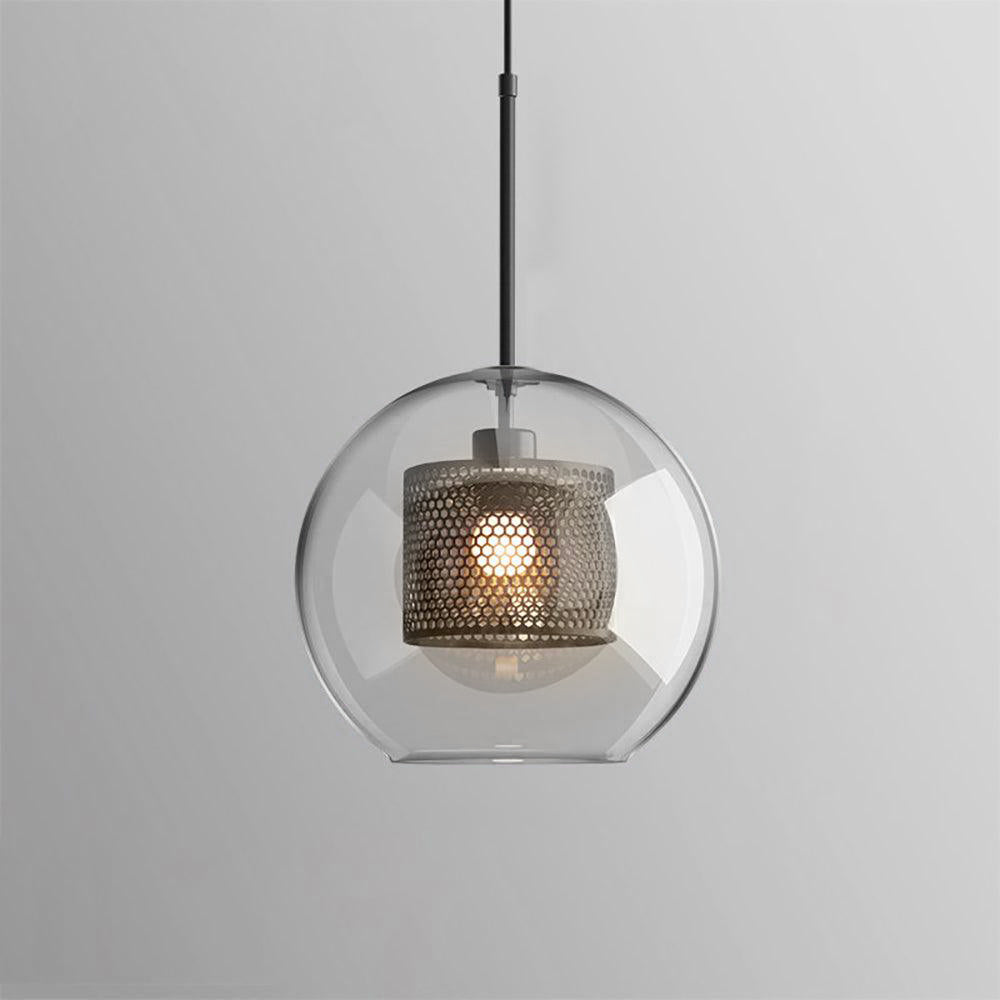 Blown Form Copper Silver Glass Pendant