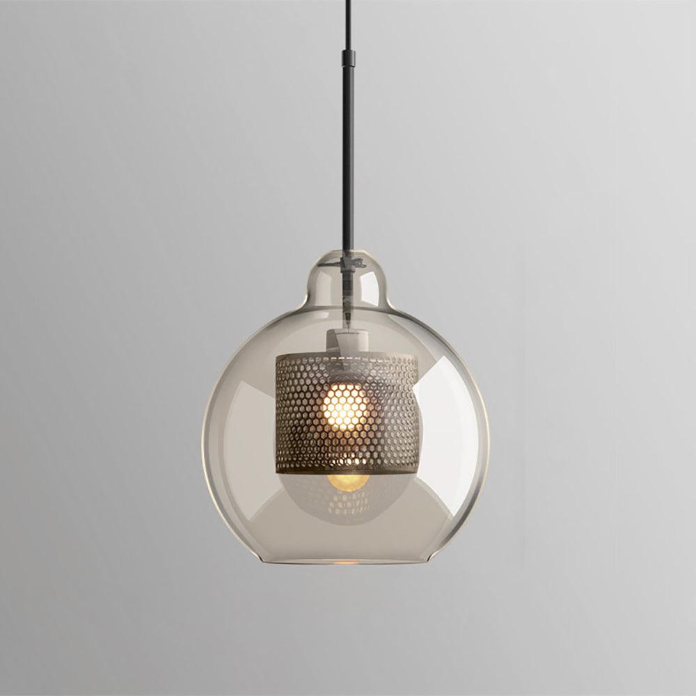 Blown Form Copper Silver Glass Pendant