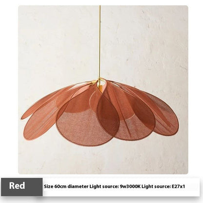 Bohemian Fabric Pendant Light with Wooden Accent