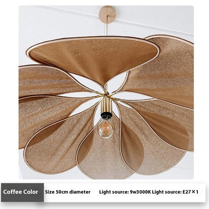 Bohemian Fabric Pendant Light with Wooden Accent