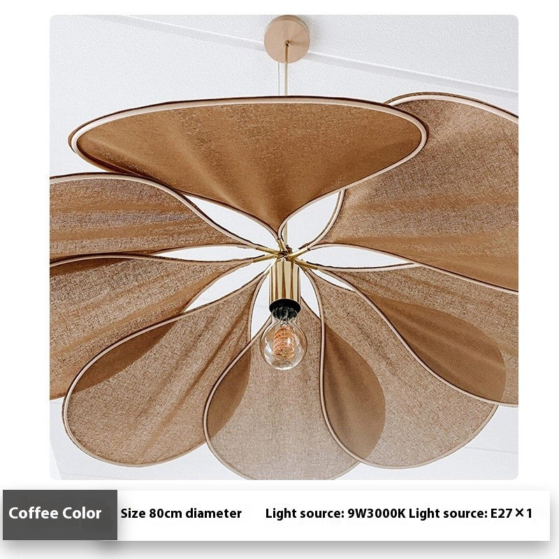 Bohemian Fabric Pendant Light with Wooden Accent