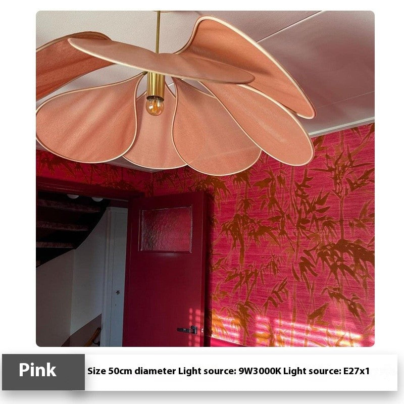 Bohemian Fabric Pendant Light with Wooden Accent