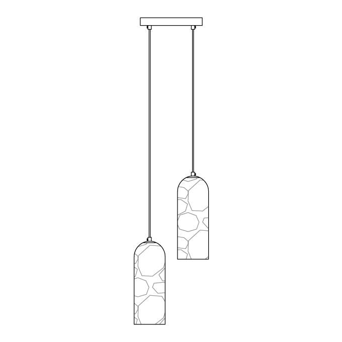 Monty Pendant Lamp 2 heads Round canopy ∅ 7.9″ x H 59.1″ / Dia 20cm x H 150cm / Brass & White Alabaster Pendant light