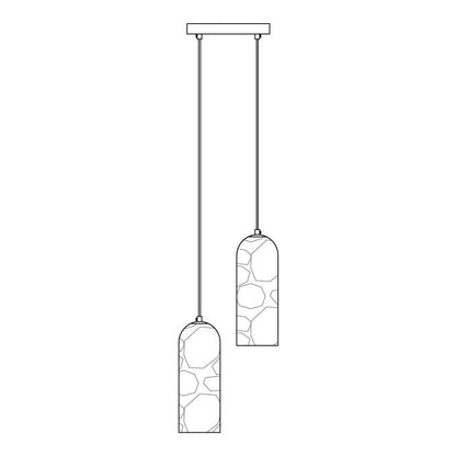Monty Pendant Lamp 2 heads Round canopy ∅ 7.9″ x H 59.1″ / Dia 20cm x H 150cm / Brass & White Alabaster Pendant light