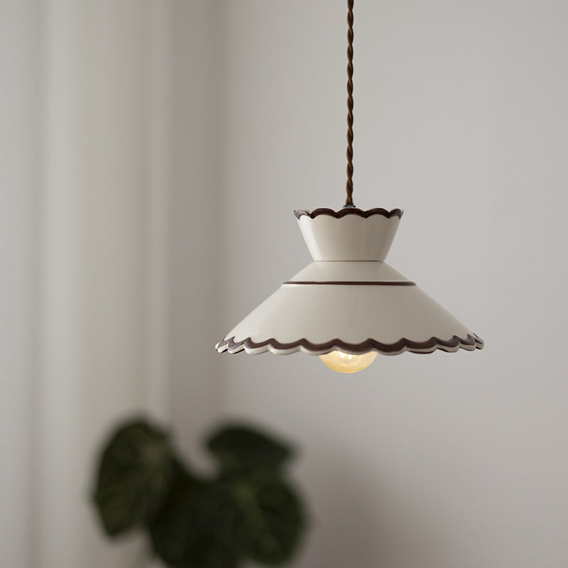 Brass Ceramic Single Bedside Pendant Light / Warm Light / 33CM