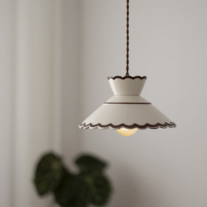 Brass Ceramic Single Bedside Pendant Light / Warm Light / 33CM