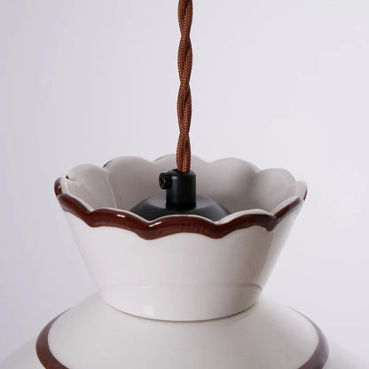 Brass Ceramic Single Bedside Pendant Light