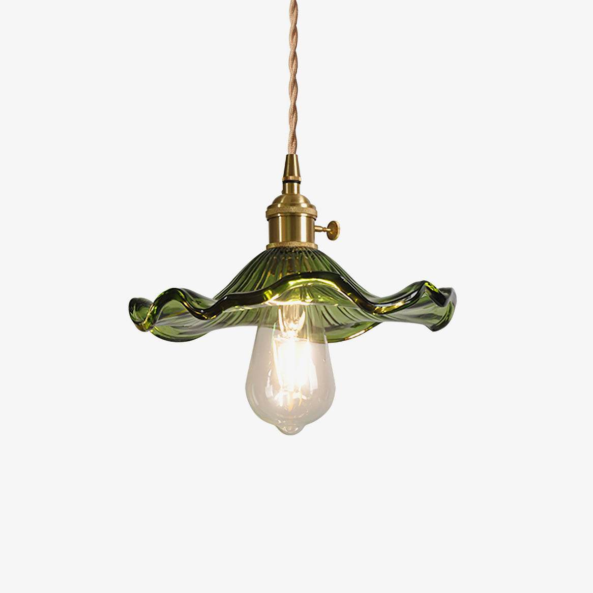 Brass Fluted Bloom Glass Pendant