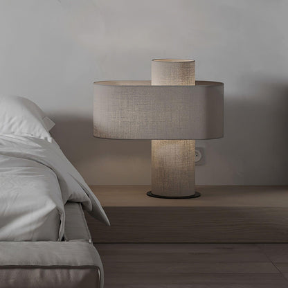 Breslin Black Beige Fabric Table Lamp