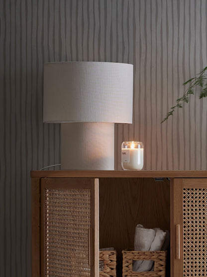 Breslin Black Beige Fabric Table Lamp
