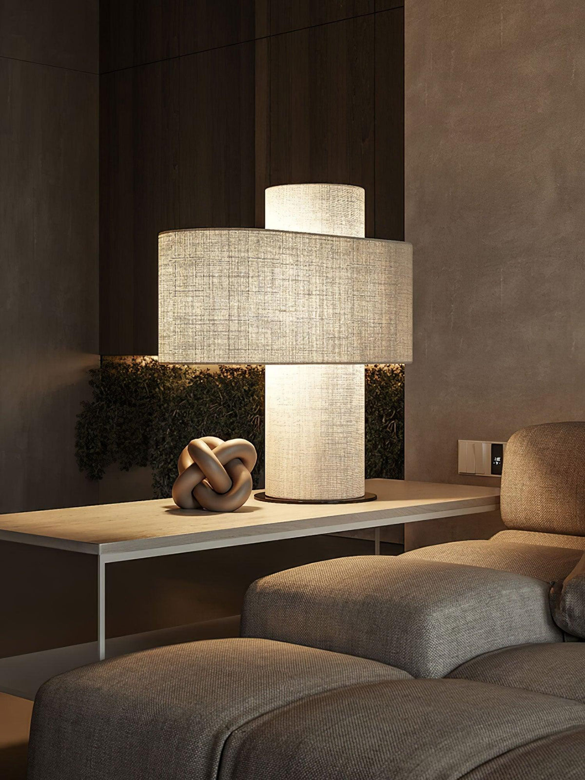 Breslin Black Beige Fabric Table Lamp