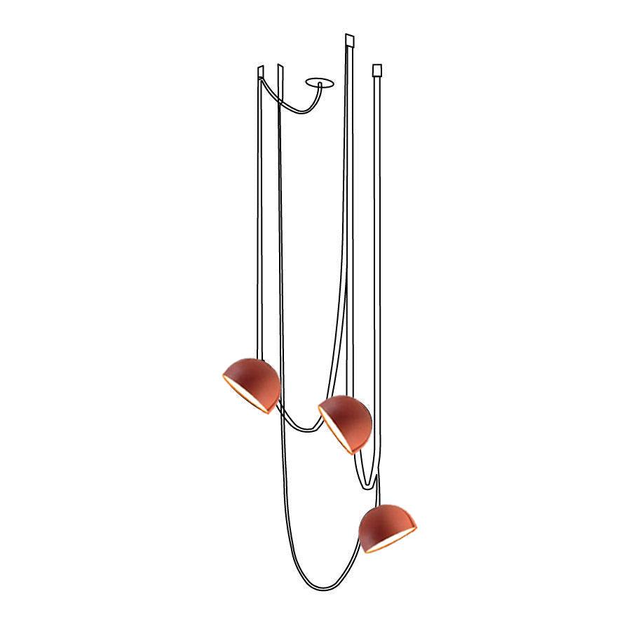 Belts Combination Leather Pendant Light 3 heads ∅ 31.5″ x H 47.2″ / Dia 80cm x H 120cm / Orange / Brown Leather Warm