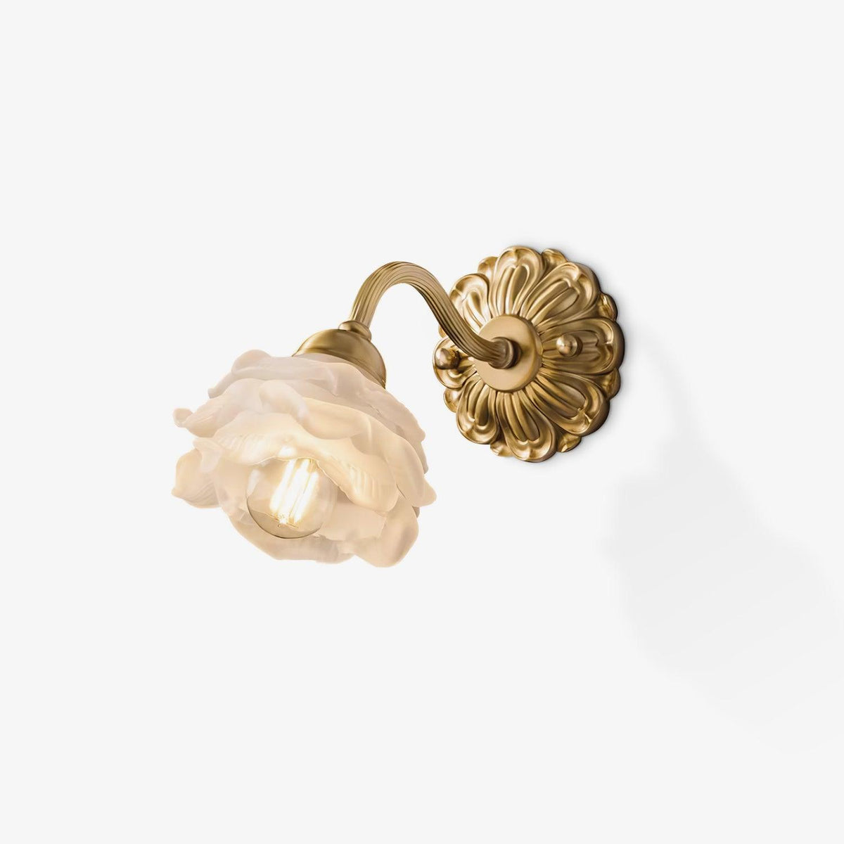 Budform Brass White Glass Wall Light