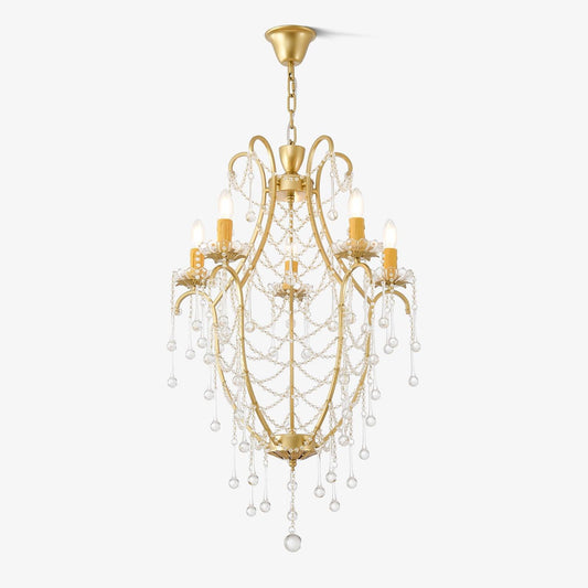Cagedrop Gold Crystal Chandelier