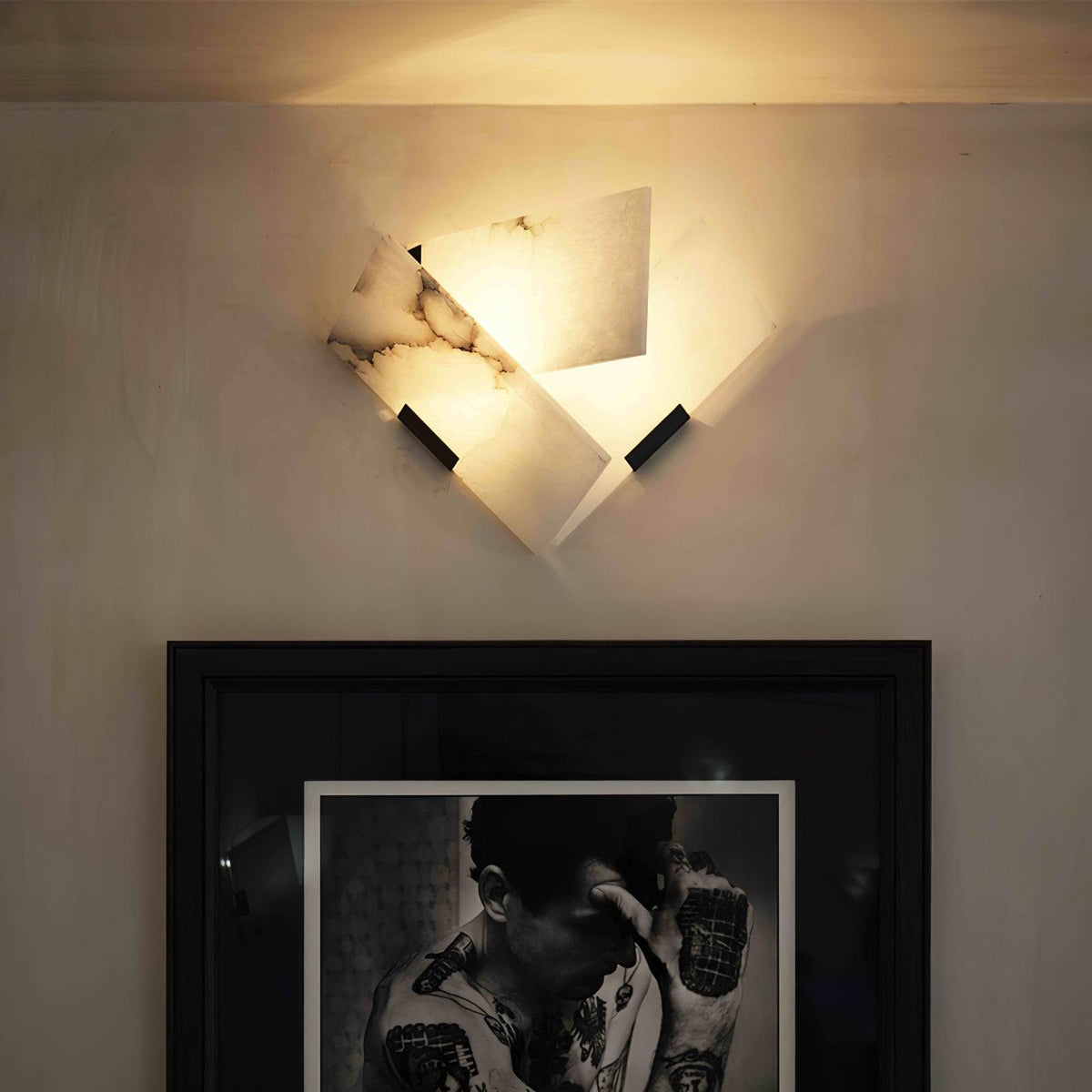 Calyrix Satin Black Alabaster Wall Sconce