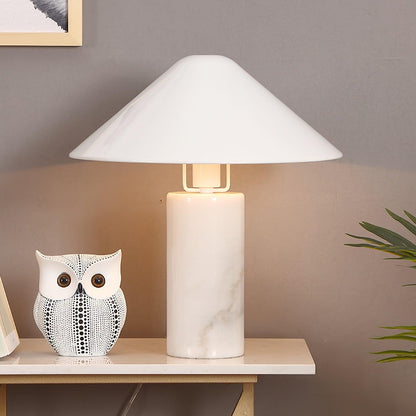 Canted Shade Black White Marble Table Lamp