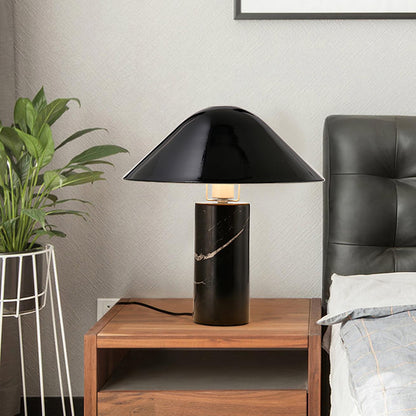 Canted Shade Black White Marble Table Lamp