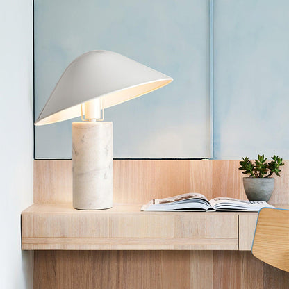 Canted Shade Black White Marble Table Lamp