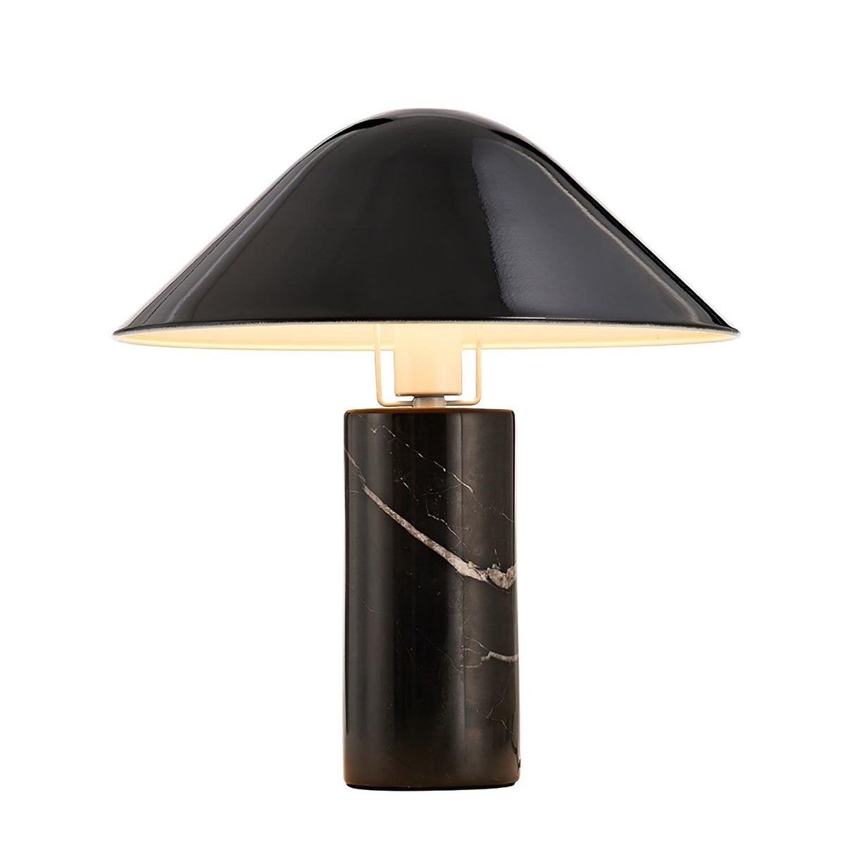 Canted Shade Black White Marble Table Lamp