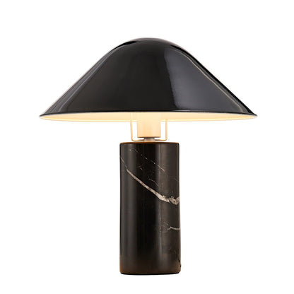 Canted Shade Black White Marble Table Lamp