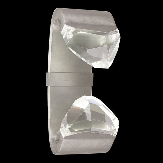 Carved Twin Crystal Silver Gold LED Wall Sconce