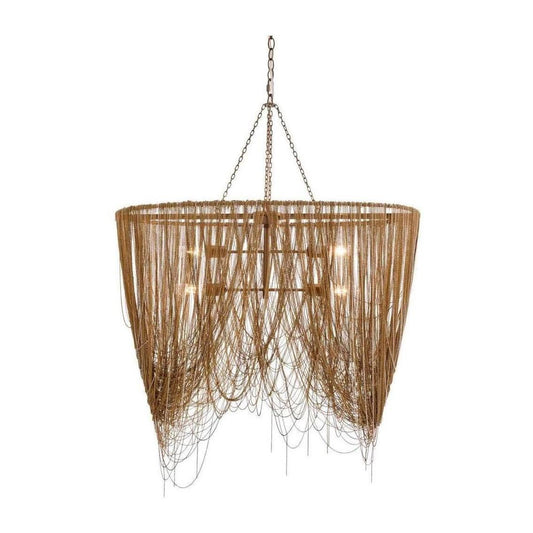 Cascading Chain Antique Brass Nickel Chandelier