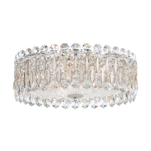 Cascading Disc White Heritage Crystal Flush Mount