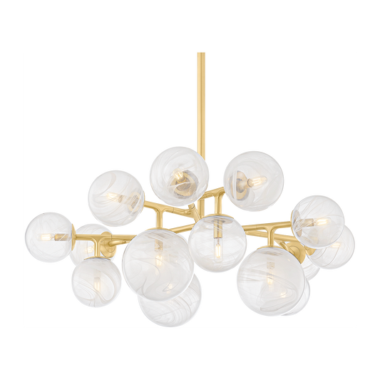 Celestial Swirl Glass Brass Branch Chandelier
