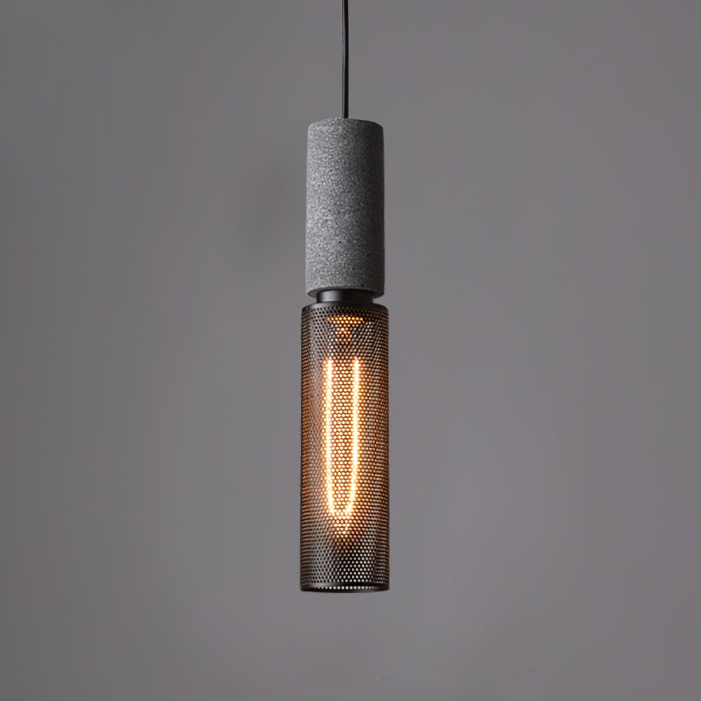 Cement Mesh Pendant Light Model A ∅ 2.4″ x H 13.8″ pendant Lamp