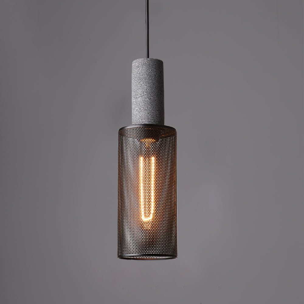 Cement Mesh Pendant Light Model B ∅ 3.9″ x H 13.4″ pendant Lamp