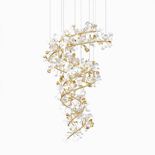 Ceramic Botanical Gold Tall Chandelier