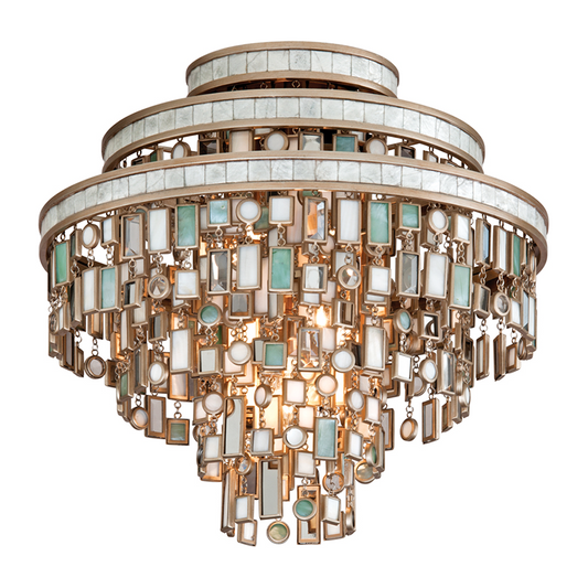 Champagne Leaf Variegated Semi-Flush Light