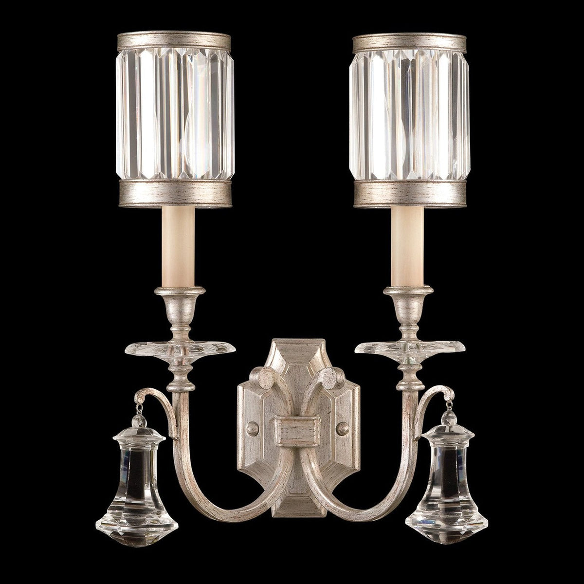Channel Crystal Rustic Silver Wall Sconce