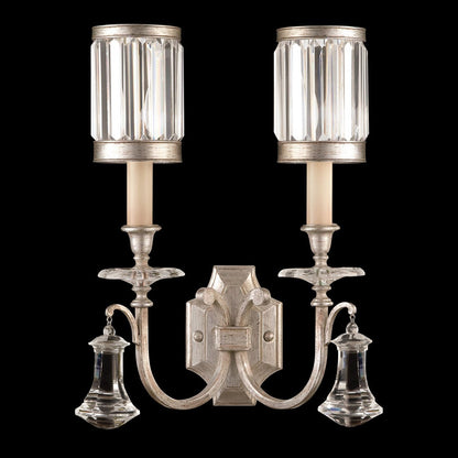 Channel Crystal Rustic Silver Wall Sconce